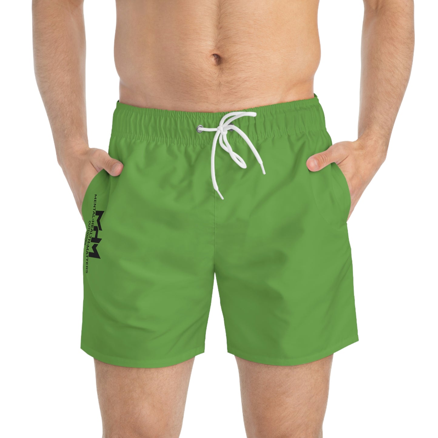 Logo Swim Trunks (Green)(5 Inch Inseam)